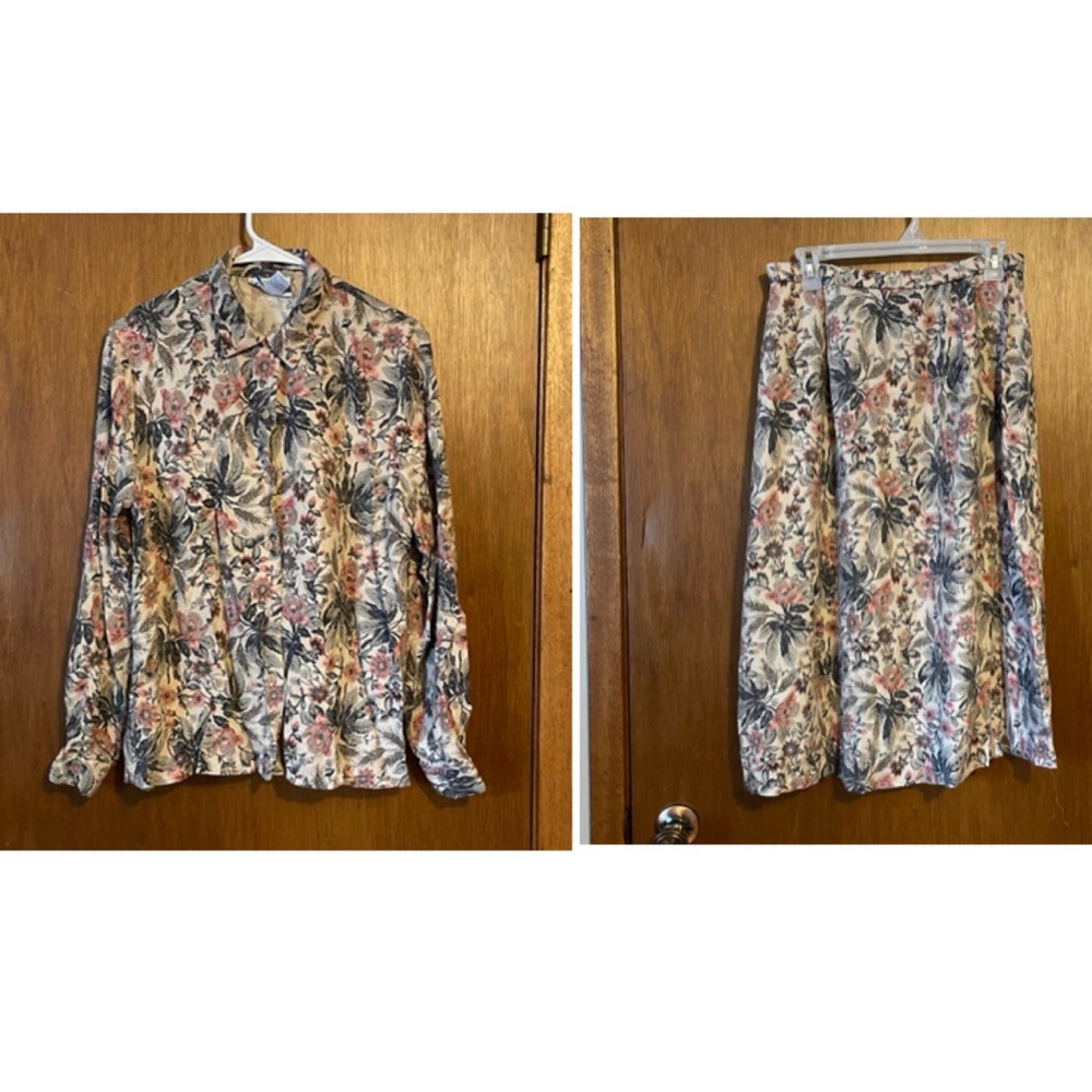 Vintage Pendleton Woman's Floral Business Formal Skirt Suit Set